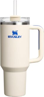 Stanley Quencher H2.0 Tumbler with Handle and Straw 40 oz Flowstate 3-Position Lid Cup Holder Compatible for Travel Insulated Stainless Steel Cup BPA-Free Cream Royal