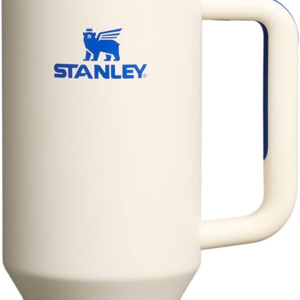 Stanley Quencher H2.0 Tumbler with Handle and Straw 40 oz Flowstate 3-Position Lid Cup Holder Compatible for Travel Insulated Stainless Steel Cup BPA-Free Cream Royal