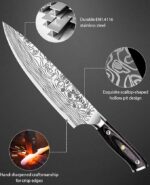 MOSFiATA 8 inch Super Sharp Professional Chef's Knife with Finger Guard and Knife Sharpener, German High Carbon Stainless Steel EN1.4116 with Micarta Handle and Gift Box - Image 3